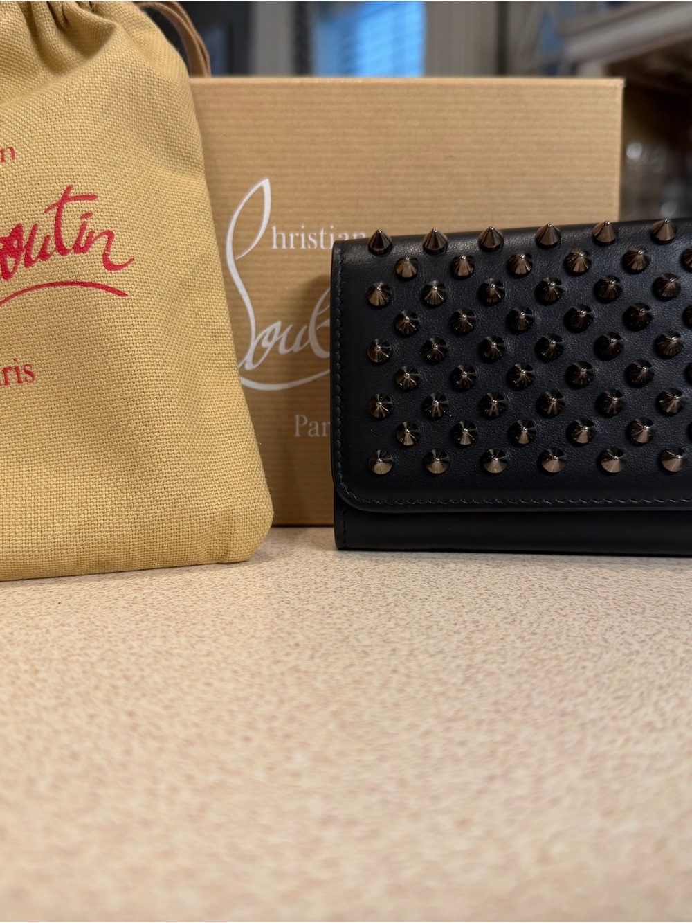 Christian Louboutin Macaron Mini Spiked Leather Wallet